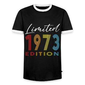 Édition limitée 1973 - T-shirt contrasté Homme - noir/blanc - Devant - AI Model Female 172 light (172cm) & AI Model Male 178 light (178cm)