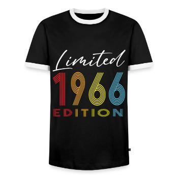 Limited Edition 1966 - Männer Kontrast-T-Shirt - Schwarz/Weiß - Vorne - AI Model Female 172 light (172cm) & AI Model Male 178 light (178cm)