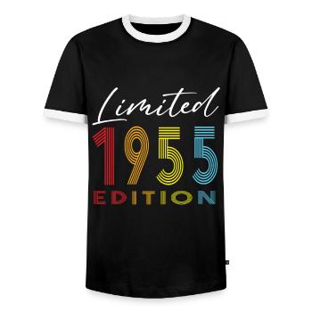 Édition limitée 1955 - T-shirt contrasté Homme - noir/blanc - Devant - AI Model Female 172 light (172cm) & AI Model Male 178 light (178cm)