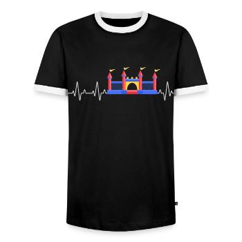 Bouncy Castle Heartbeat Bouncy castle - Men's Ringer Shirt - black/white - Front - AI Model Female 172 light (172cm) & AI Model Male 178 light (178cm)