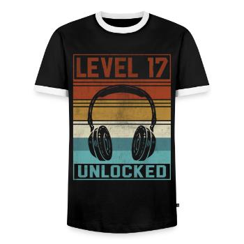 Gamer Boy 17th Birthday Gamer - Men's Ringer Shirt - black/white - Front - AI Model Female 172 light (172cm) & AI Model Male 178 light (178cm)