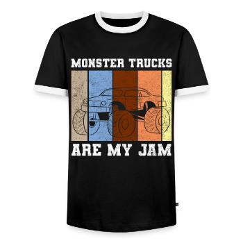Monster Truck Große Reifen Jam Vintage I Geschenk - Männer Kontrast-T-Shirt - Schwarz/Weiß - Vorne - AI Model Female 172 light (172cm) & AI Model Male 178 light (178cm)