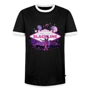 Slackline, Urban & Lifestyle - Men's Ringer Shirt - black/white - Front - AI Model Female 172 light (172cm) & AI Model Male 178 light (178cm)