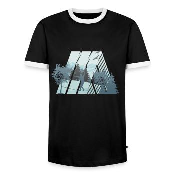 Slackline, Balance Sport - Men's Ringer Shirt - black/white - Front - AI Model Female 172 light (172cm) & AI Model Male 178 light (178cm)