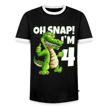 Alligator Wild Animal Children's Motif for 4th Birthday - Men's Ringer Shirt - black/white - Front - AI Model Female 172 light (172cm) & AI Model Male 178 light (178cm)