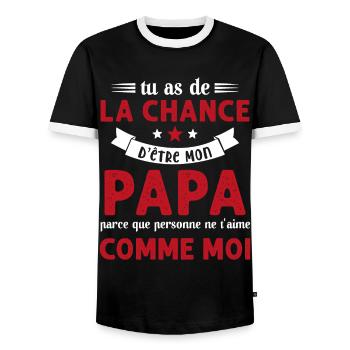 La chance d'être mon Papa Cadeau Humour Futur père - T-shirt contrasté Homme - noir/blanc - Devant - AI Model Female 172 light (172cm) & AI Model Male 178 light (178cm)