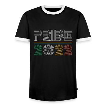 Fierté LGBTQ 2022 Mois Révolution Poing Arc-en-ciel - T-shirt contrasté Homme - noir/blanc - Devant - AI Model Female 172 light (172cm) & AI Model Male 178 light (178cm)