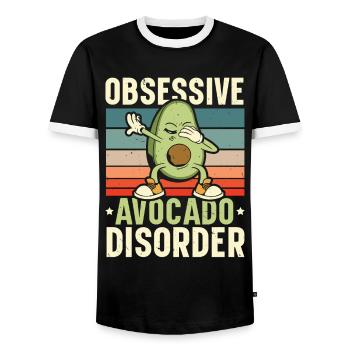 Compulsive Avocado Disease Guac Guacamole Keto - Men's Ringer Shirt - black/white - Front - AI Model Female 172 light (172cm) & AI Model Male 178 light (178cm)