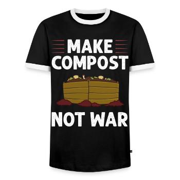 Composting Compost Worm Waste - Men's Ringer Shirt - black/white - Front - AI Model Female 172 light (172cm) & AI Model Male 178 light (178cm)