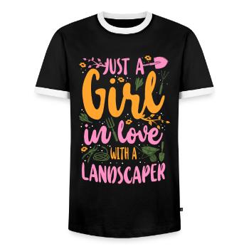 Paysagiste Aménagement Paysager - T-shirt contrasté Homme - noir/blanc - Devant - AI Model Female 172 light (172cm) & AI Model Male 178 light (178cm)