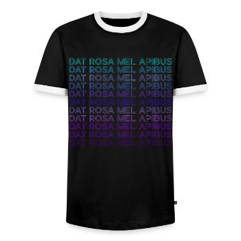 Dat Rosa Mel Apibus Emblème Rosicrucien Rétro - T-shirt contrasté Homme - noir/blanc - Devant - AI Model Female 172 light (172cm) & AI Model Male 178 light (178cm)