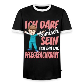 Krankenschwester Arzthelferin Sprüche Pflegekraft - Männer Kontrast-T-Shirt - Schwarz/Weiß - Vorne - AI Model Female 172 light (172cm) & AI Model Male 178 light (178cm)
