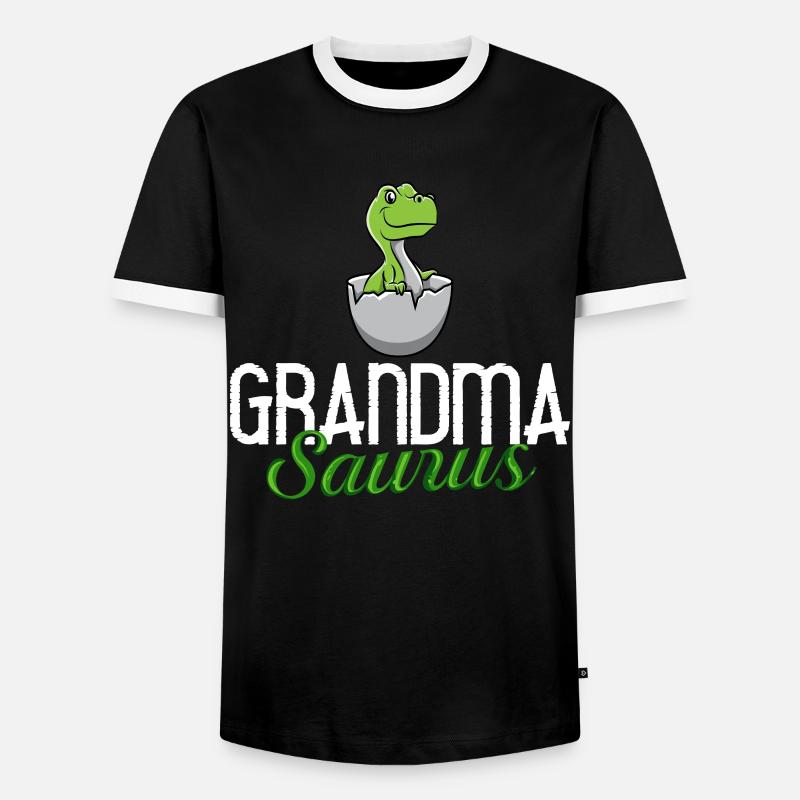 Dinosaurier Oma Saurus Omasaurus Großmutter - Männer Kontrast-T-Shirt - Schwarz/Weiß