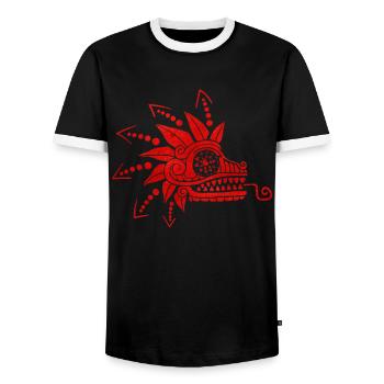 Quetzalcoatl Aztekische Maya Gefiederte Schlange - Männer Kontrast-T-Shirt - Schwarz/Weiß - Vorne - AI Model Female 172 light (172cm) & AI Model Male 178 light (178cm)