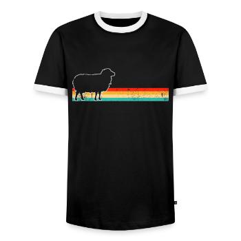 Schaf Retro - Männer Kontrast-T-Shirt - Schwarz/Weiß - Vorne - AI Model Female 172 light (172cm) & AI Model Male 178 light (178cm)