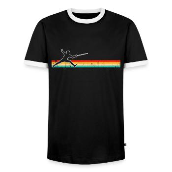Fechten Retro - Männer Kontrast-T-Shirt - Schwarz/Weiß - Vorne - AI Model Female 172 light (172cm) & AI Model Male 178 light (178cm)