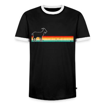Goat Retro - Men's Ringer Shirt - black/white - Front - AI Model Female 172 light (172cm) & AI Model Male 178 light (178cm)