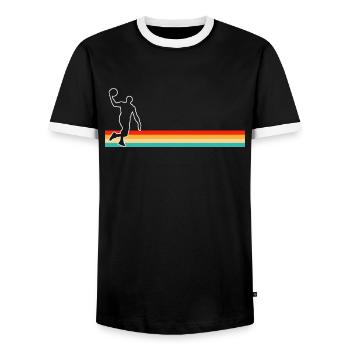Basketball Retro - Männer Kontrast-T-Shirt - Schwarz/Weiß - Vorne - AI Model Female 172 light (172cm) & AI Model Male 178 light (178cm)