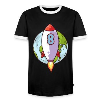 5. Geburtstag Rocket Space 5 Jahre Space Galaxy - Männer Kontrast-T-Shirt - Schwarz/Weiß - Vorne - AI Model Female 172 light (172cm) & AI Model Male 178 light (178cm)