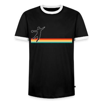 Handball Retro - Men's Ringer Shirt - black/white - Front - AI Model Female 172 light (172cm) & AI Model Male 178 light (178cm)
