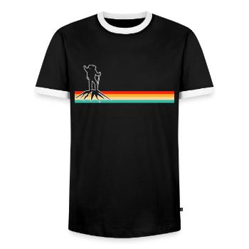 Mountaineering Retro - Men's Ringer Shirt - black/white - Front - AI Model Female 172 light (172cm) & AI Model Male 178 light (178cm)