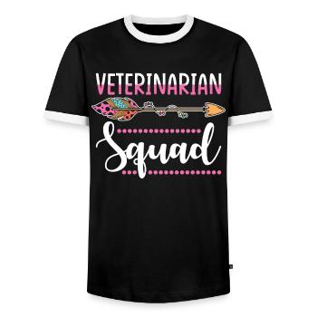 Tierärztin Gruppe - Männer Kontrast-T-Shirt - Schwarz/Weiß - Vorne - AI Model Female 172 light (172cm) & AI Model Male 178 light (178cm)