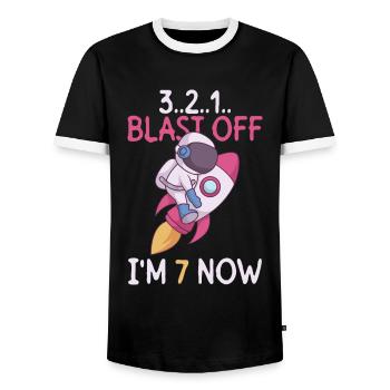 3..2..1.. Blast Off - I' Now - 7ème anniversaire - T-shirt contrasté Homme - noir/blanc - Devant - AI Model Female 172 light (172cm) & AI Model Male 178 light (178cm)