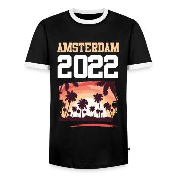 Amsterdam 2022 - Men's Ringer Shirt - black/white - Front - AI Model Female 172 light (172cm) & AI Model Male 178 light (178cm)