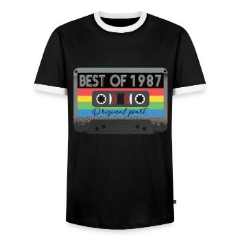 Best Of 1987 Vintage Kassette Retro Geburtstag - Männer Kontrast-T-Shirt - Schwarz/Weiß - Vorne - AI Model Female 172 light (172cm) & AI Model Male 178 light (178cm)