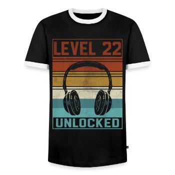 Gamer 22nd Birthday Gamer - Men's Ringer Shirt - black/white - Front - AI Model Female 172 light (172cm) & AI Model Male 178 light (178cm)