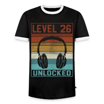 Gamer 26th Birthday Gamer - Men's Ringer Shirt - black/white - Front - AI Model Female 172 light (172cm) & AI Model Male 178 light (178cm)