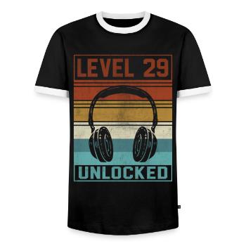 Gamer 29th Birthday Gamer - Men's Ringer Shirt - black/white - Front - AI Model Female 172 light (172cm) & AI Model Male 178 light (178cm)
