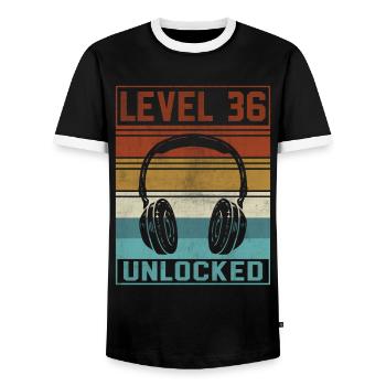 Gamer 36th Birthday Gamer - Men's Ringer Shirt - black/white - Front - AI Model Female 172 light (172cm) & AI Model Male 178 light (178cm)
