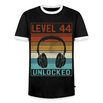 Gamer 44th Birthday Gamer - Men's Ringer Shirt - black/white - Front - AI Model Female 172 light (172cm) & AI Model Male 178 light (178cm)