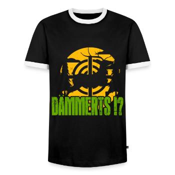 Dämmerts Jagd Spruch - Hirsch Zielscheibe Jäger - Männer Kontrast-T-Shirt - Schwarz/Weiß - Vorne - AI Model Female 172 light (172cm) & AI Model Male 178 light (178cm)