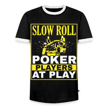 Slowly rolling poker players gambling in the - Men's Ringer Shirt - black/white - Front - AI Model Female 172 light (172cm) & AI Model Male 178 light (178cm)