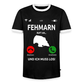 Fehmarn Insel Ostsee Burg Urlaub Idee - Männer Kontrast-T-Shirt - Schwarz/Weiß - Vorne - AI Model Female 172 light (172cm) & AI Model Male 178 light (178cm)