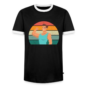 Krafttraining Fitnessstudio fitness sport Training - Männer Kontrast-T-Shirt - Schwarz/Weiß - Vorne - AI Model Female 172 light (172cm) & AI Model Male 178 light (178cm)