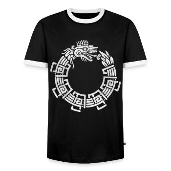 Quetzalcoatl Ouroboros Aztèque Serpent Maya Inca - T-shirt contrasté Homme - noir/blanc - Devant - AI Model Female 172 light (172cm) & AI Model Male 178 light (178cm)