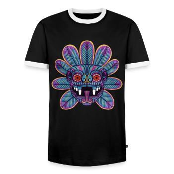 Quetzalcoatl Azteken Gefiederte Schlange Maya Inka - Männer Kontrast-T-Shirt - Schwarz/Weiß - Vorne - AI Model Female 172 light (172cm) & AI Model Male 178 light (178cm)