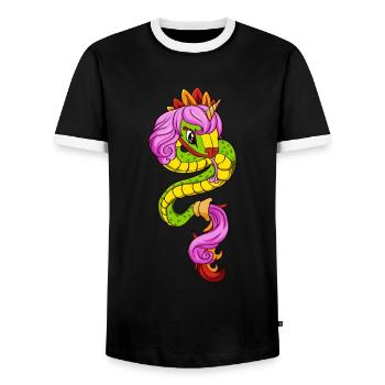 Quetzalcoatl Einhorn Azteke Gefiederte Schlange Ma - Männer Kontrast-T-Shirt - Schwarz/Weiß - Vorne - AI Model Female 172 light (172cm) & AI Model Male 178 light (178cm)