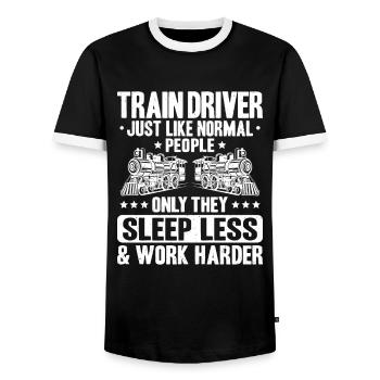 Triebfahrzeugführer Lokführer Train Driver - Men's Ringer Shirt - black/white - Front - AI Model Female 172 light (172cm) & AI Model Male 178 light (178cm)