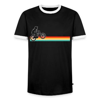 Mountain Bike Retro - Men's Ringer Shirt - black/white - Front - AI Model Female 172 light (172cm) & AI Model Male 178 light (178cm)