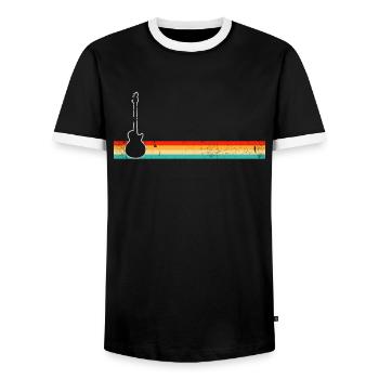 Rock Rétro - T-shirt contrasté Homme - noir/blanc - Devant - AI Model Female 172 light (172cm) & AI Model Male 178 light (178cm)
