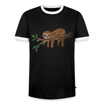 Faultier Liebhaber Schlafshirt Müdigkeit - Männer Kontrast-T-Shirt - Schwarz/Weiß - Vorne - AI Model Female 172 light (172cm) & AI Model Male 178 light (178cm)