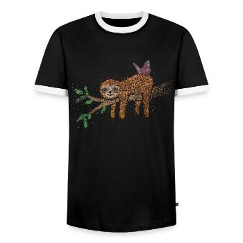 Faultier Liebhaber Müdigkeit Schlafen - Männer Kontrast-T-Shirt - Schwarz/Weiß - Vorne - AI Model Female 172 light (172cm) & AI Model Male 178 light (178cm)