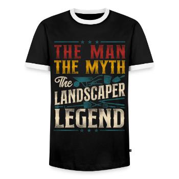 Paysagiste Aménagement Paysager - T-shirt contrasté Homme - noir/blanc - Devant - AI Model Female 172 light (172cm) & AI Model Male 178 light (178cm)