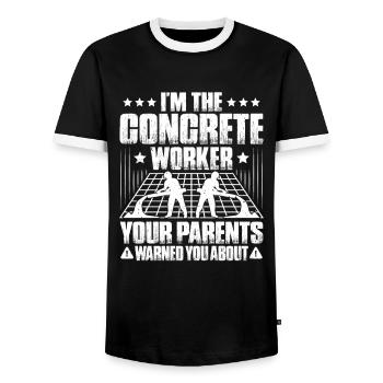 Concrete builder Reinforced concrete builder Concrete Worker - Men's Ringer Shirt - black/white - Front - AI Model Female 172 light (172cm) & AI Model Male 178 light (178cm)
