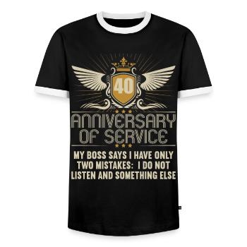40 ans de service 40 ans de service - T-shirt contrasté Homme - noir/blanc - Devant - AI Model Female 172 light (172cm) & AI Model Male 178 light (178cm)