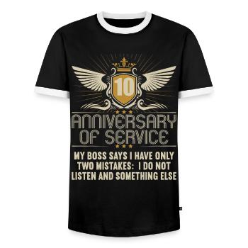 10 ans de service 10 ans de service - T-shirt contrasté Homme - noir/blanc - Devant - AI Model Female 172 light (172cm) & AI Model Male 178 light (178cm)